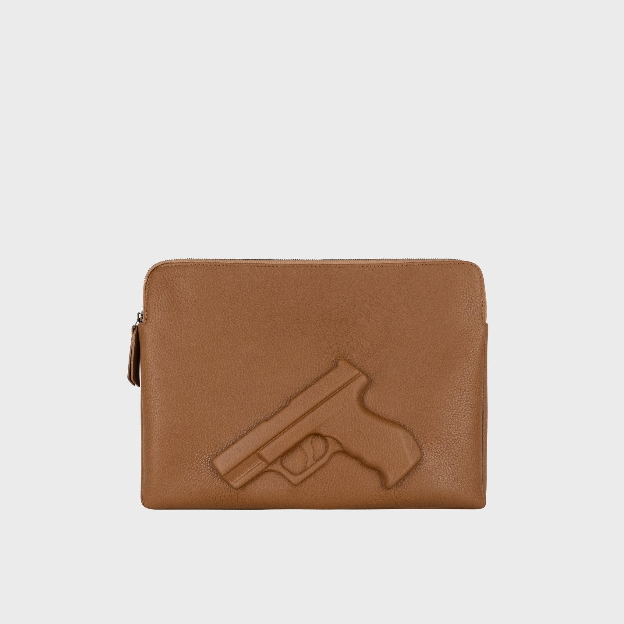 Sleeve 13 Inch with Gun imprint in Dark Beige by Vlieger & Vandam