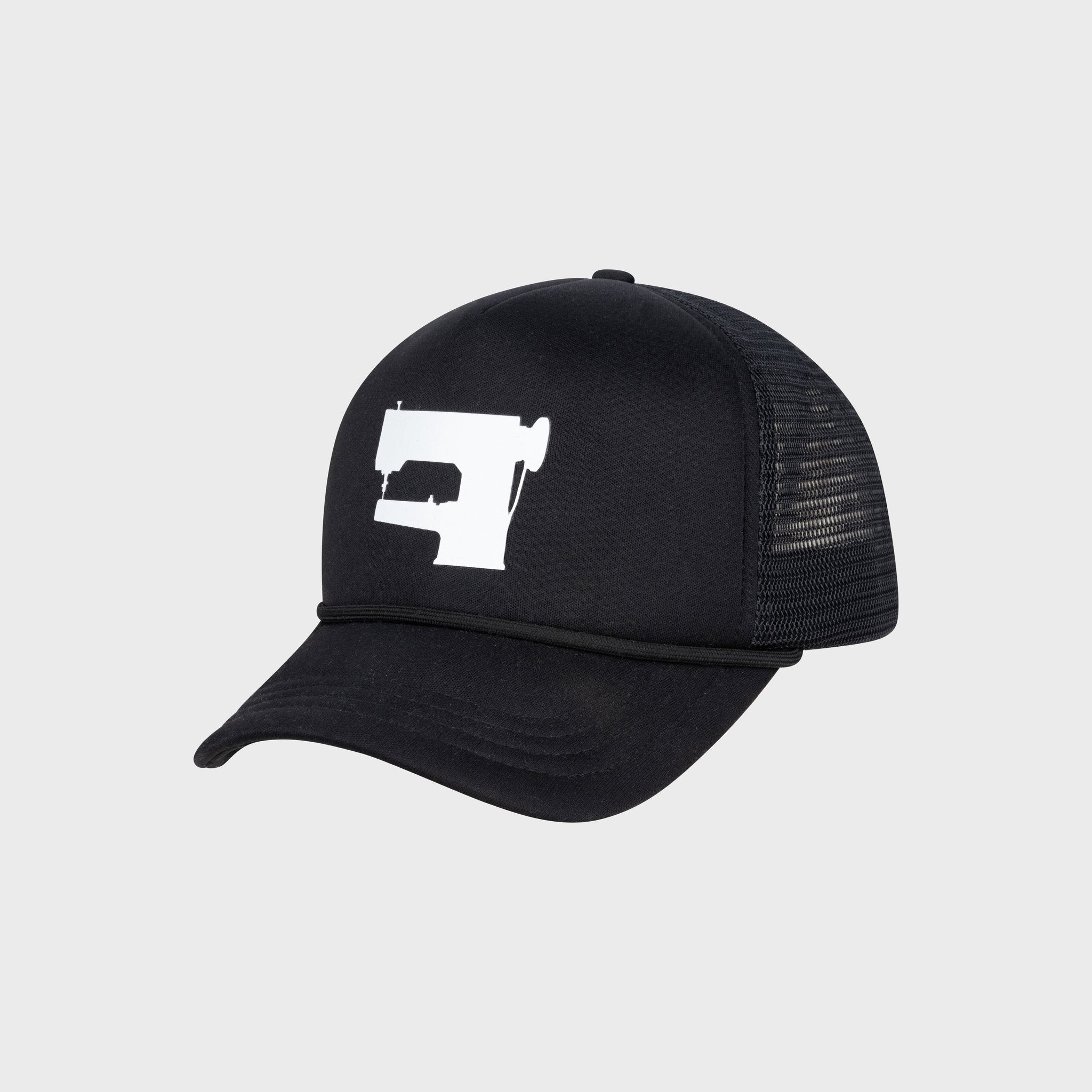 Sewing Machine Trucker Cap in Black - Vlieger & Vandam