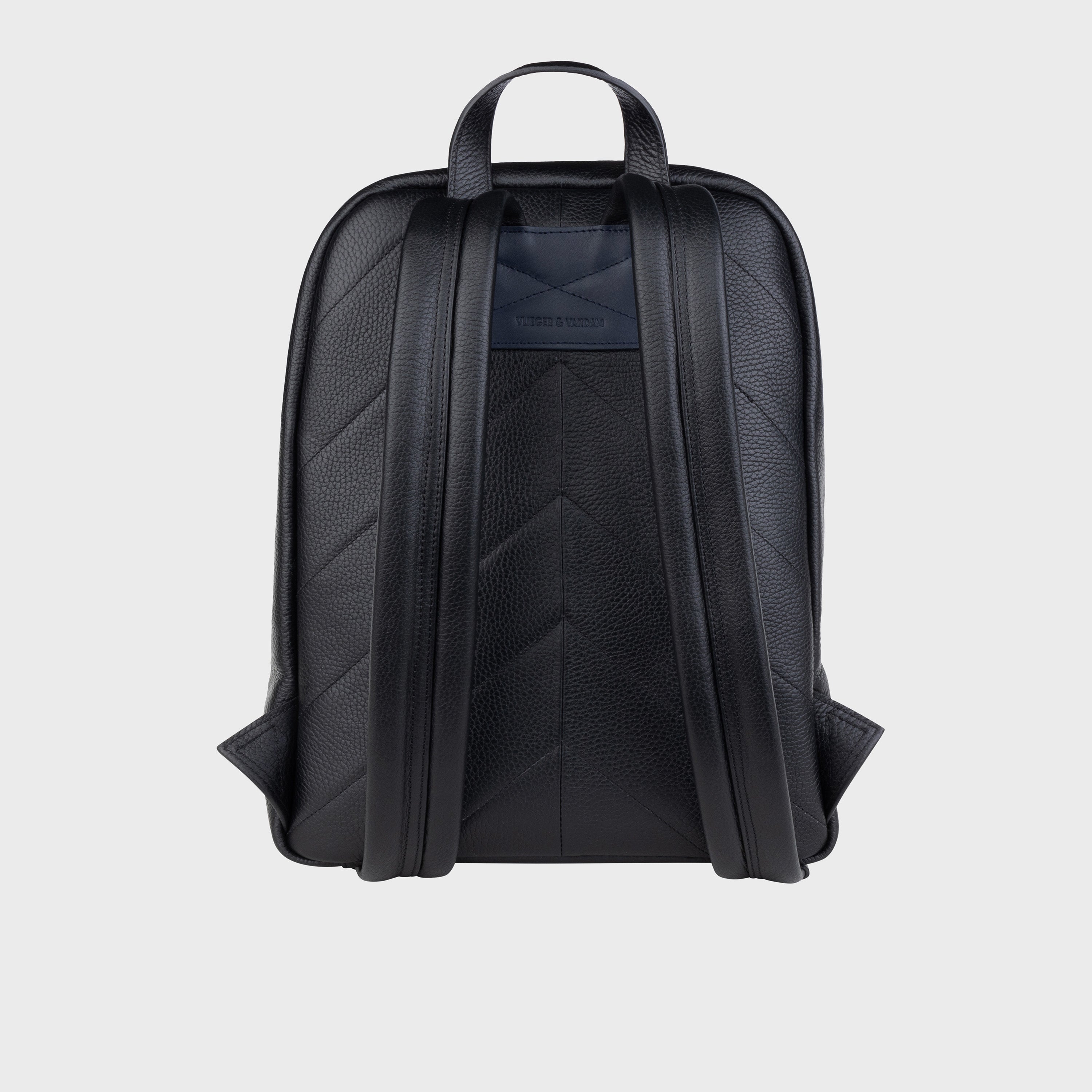 Beautiful padded back of leather backpack.