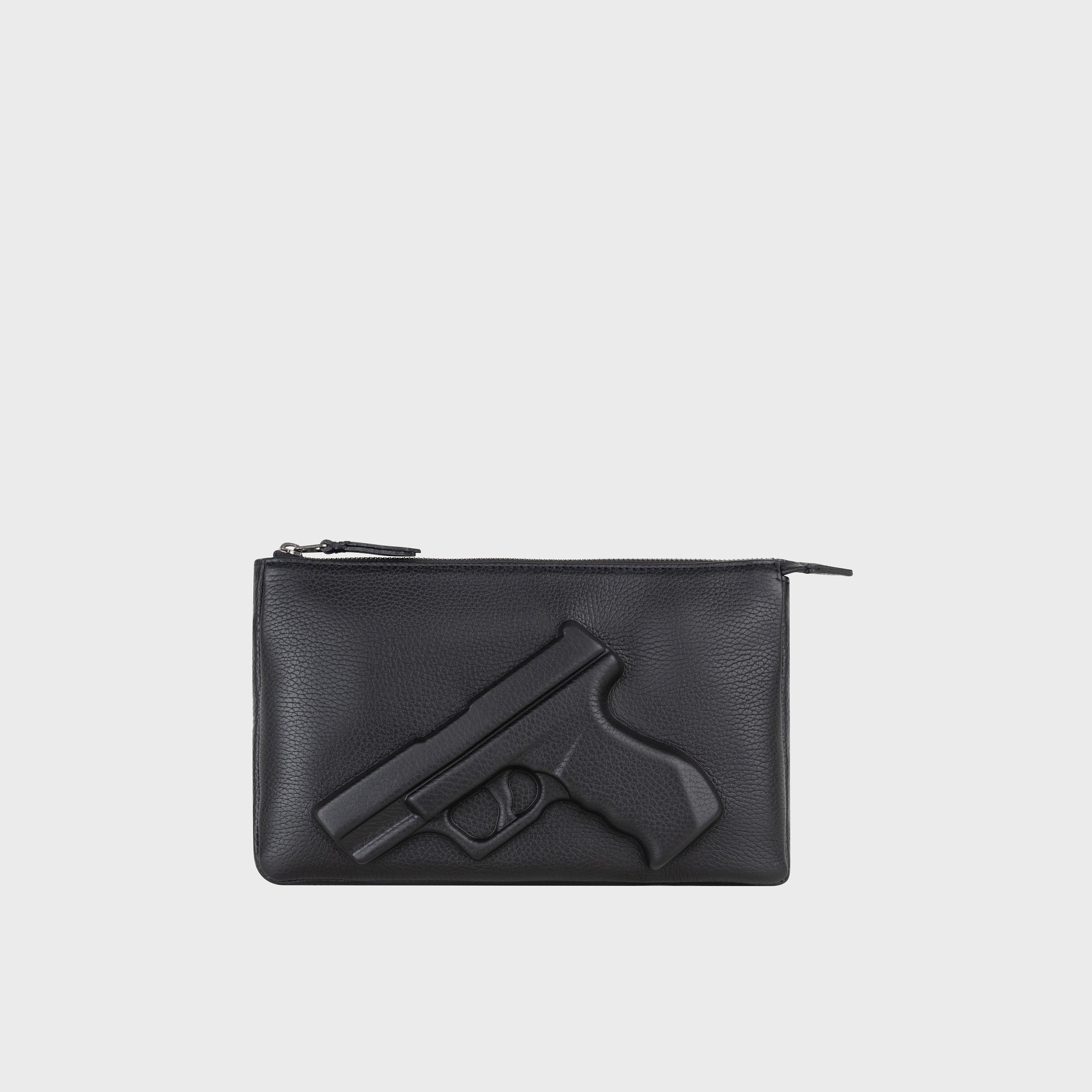 Vlieger & Vandam - Zipped Wallet Gun Black, embossed gun wallet