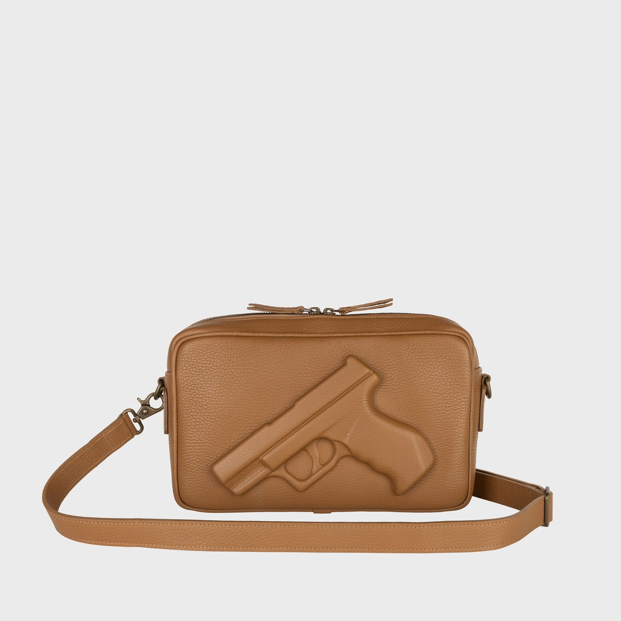 Messenger Bag with Gun imprint in Dark Beige - Vlieger & Vandam