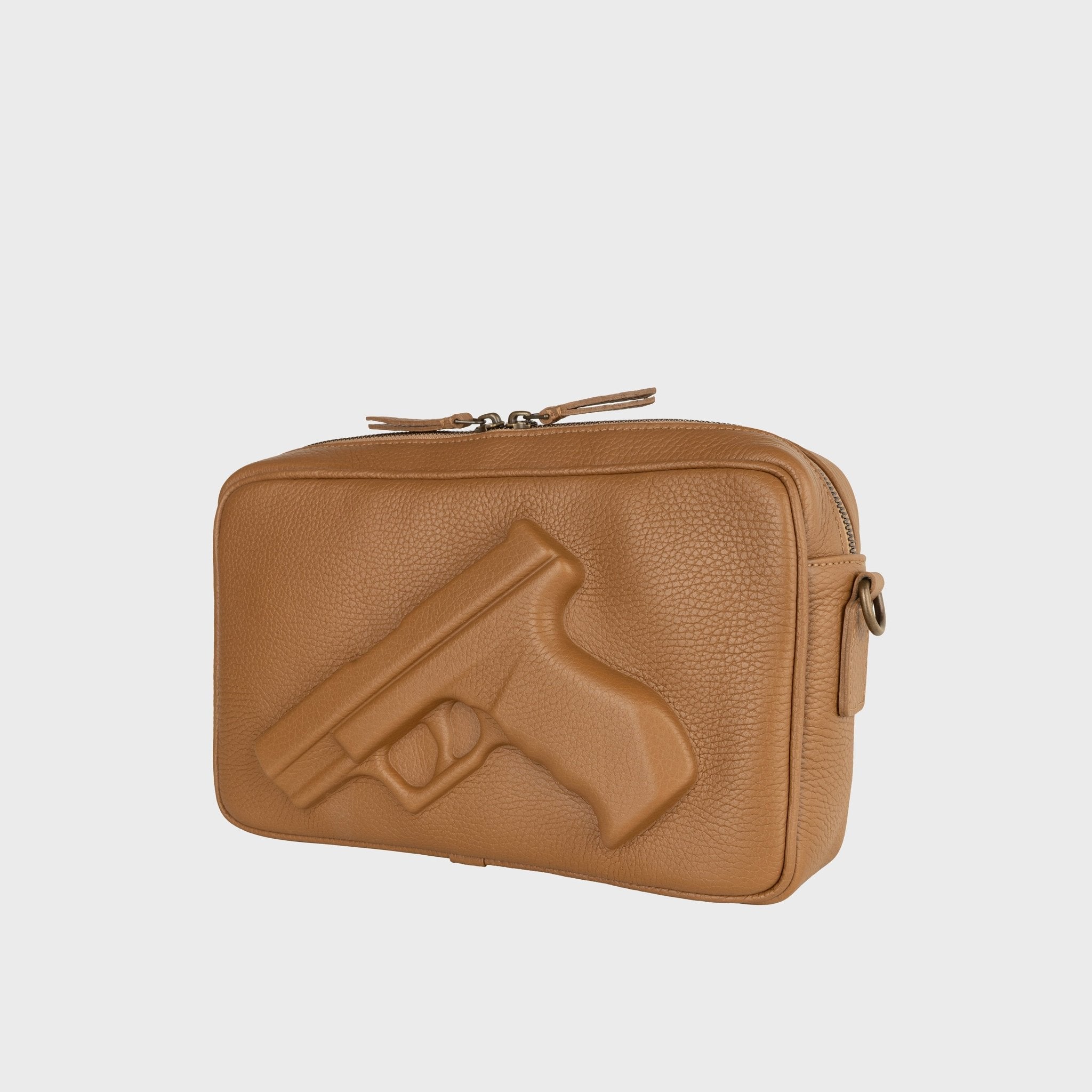 Messenger Bag with Gun imprint in Dark Beige - Vlieger & Vandam