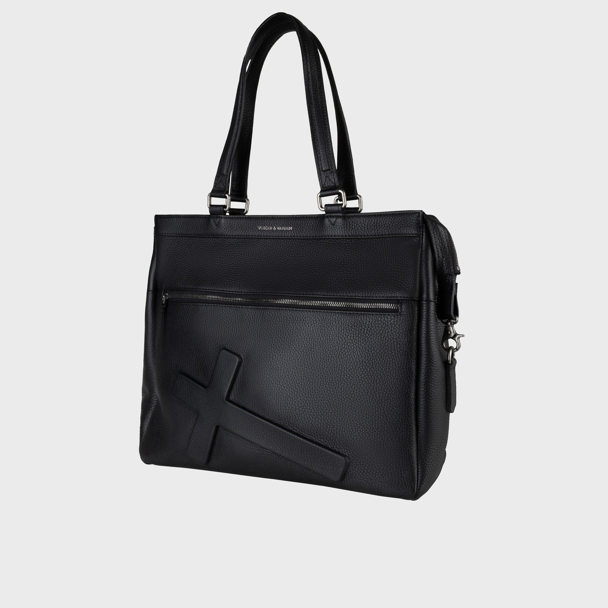 Square Tote Crucifix in Black | Vlieger & Vandam