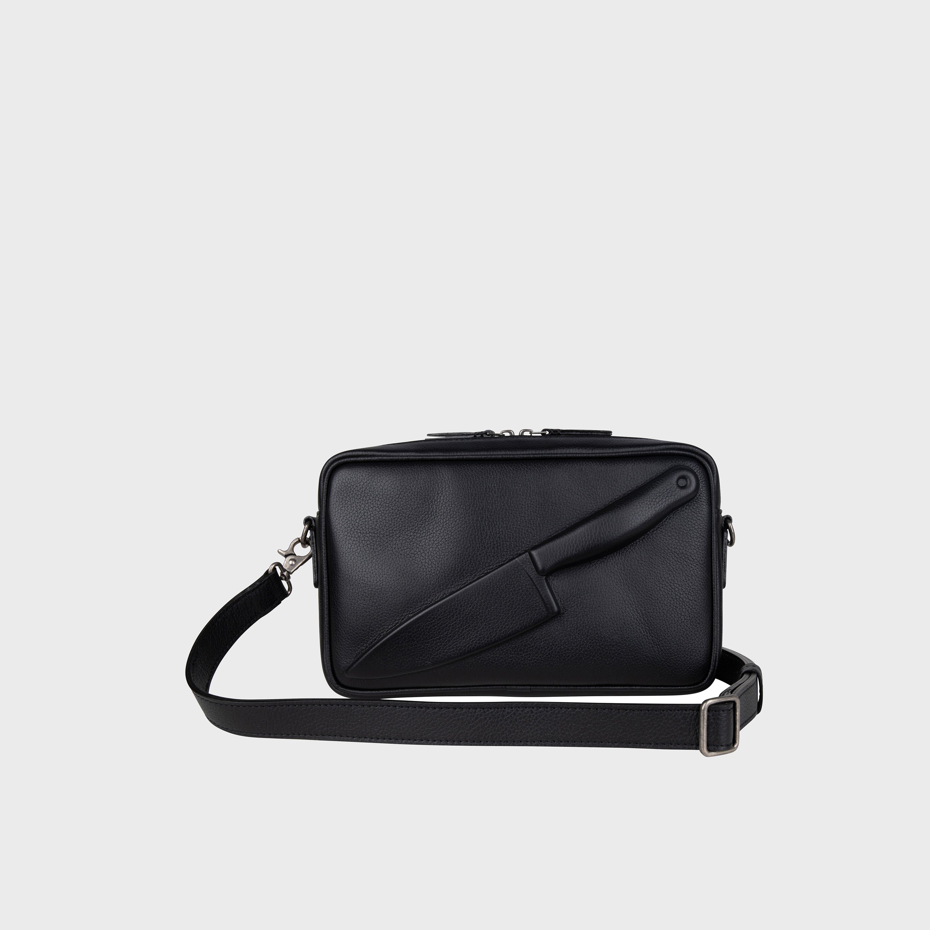Vlieger & Vandam - Messenger Bag Black, embossed leather gun bag